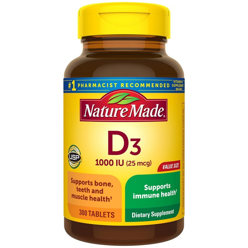 Nature Made Vitamin D3 1000 IU (25 mcg), Bone Health and Immune Support Tablet, 1 of 14