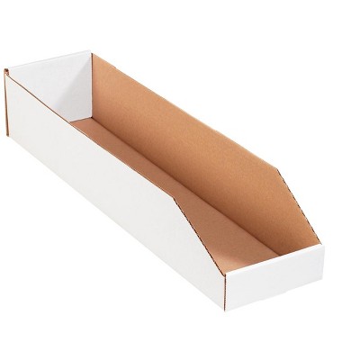 The Packaging Wholesalers Open Top Bin Boxes 6" x 24" x 4 1/2" White 50/Bundle BSBINMT624