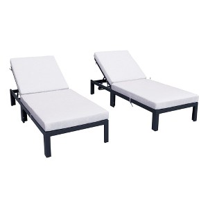 LeisureMod Chelsea Modern Outdoor Chaise Lounge Chairs with Black Frame - Set of 2 - 1 of 4