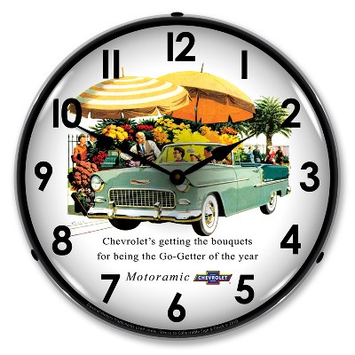 Collectable Sign & Clock | 1955 Bel Air Convertible LED Wall Clock Retro/Vintage, Lighted