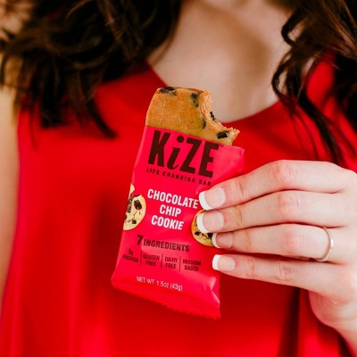 KiZE Chocolate Chip Cookie Gluten Free Energy Protein Bar - 10g Protein - 7.5oz/5ct