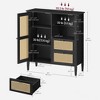 Boho Buffet Cabinet, Synthetic Rattan Sideboard with Drawers, Storage Cabinet with Adjustable Shelves, Ink Black - 4 of 4