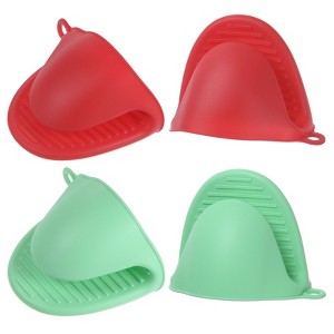 Unique Bargains Heat Resistant Kitchen Utensil Sets Silicone Oven Mitts 4 Pcs - 1 of 4