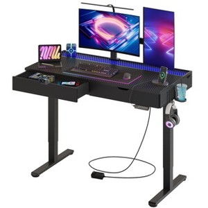 Bestier 47 x 24 Inch Electric Standing Desk with Double Drawers and LED Light for Home Office,  Height Adjustable Desk, Computer Desk - 1 of 2