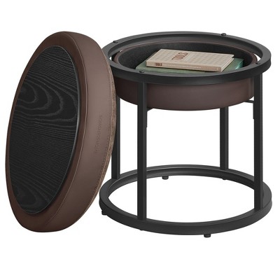 LUIZ Collection - Ottoman Footstool, Round Ottoman, Vanity Chair Stool, Footrest, Reversible Top, Side Table