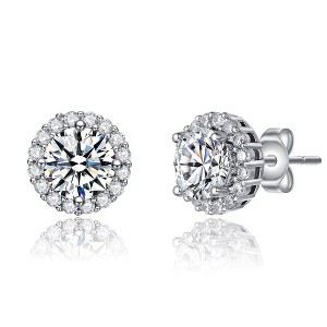 Elegant Round Stud Earrings Featuring Vibrant Colored Cubic Zirconia for a Stylish and Refined Look - 1 of 3