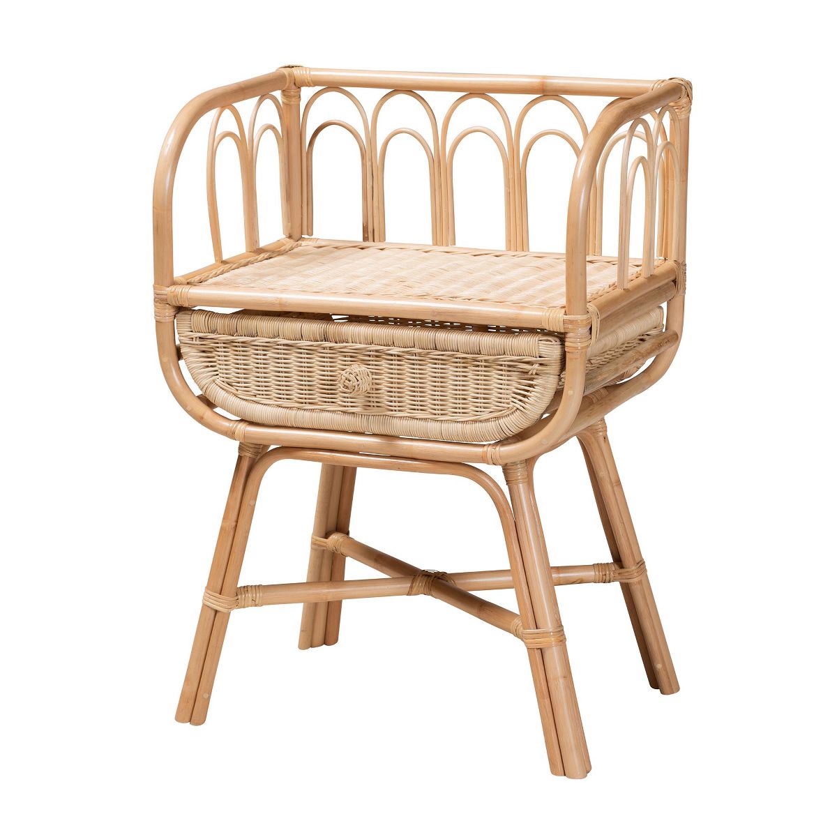 bali & pari Panchali Modern Bohemian Natural Brown Rattan Nightstand - thumbnail 2