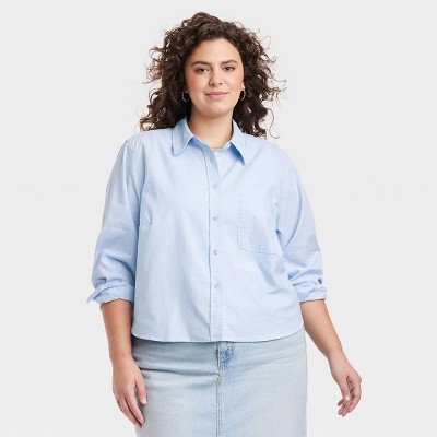 Women's Long Sleeve Collared Button-down Shirt - Universal Thread™ Blue Xxl  : Target