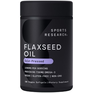 Sports Research Flaxseed Oil, 1,200 mg, 180 Veggie Softgels - 1 of 4