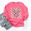Simply Sage Market S.W.Smiley Checkered Smiley Face Bunny Garment Dyed Long Sleeve - 3 of 4