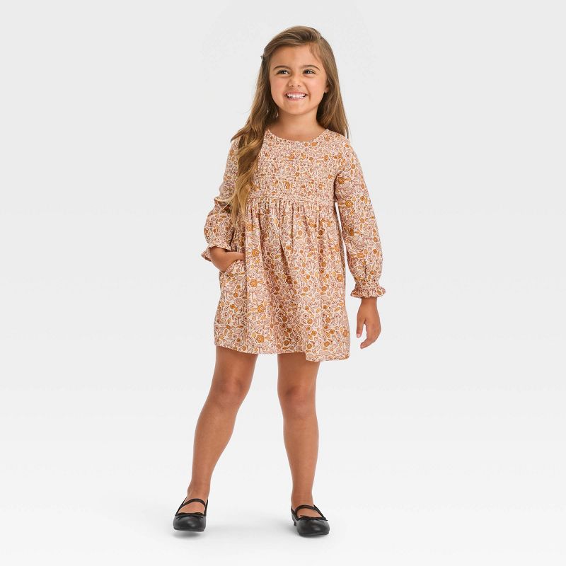 Toddler Girls' Floral Twill Long Sleeve Dress - Cat & Jack™, 4 of 9