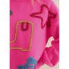 Women's Wo's Metallic Yarn Star Cow Pullover Sweater - Blue B - 4 of 4