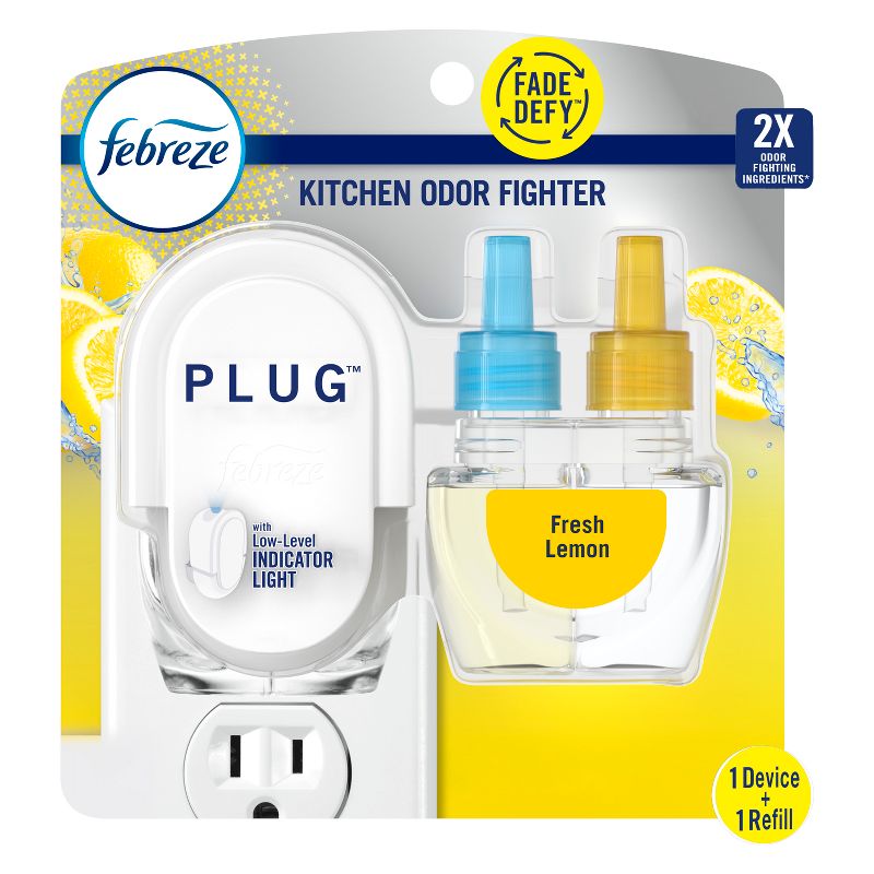 Febreze Kitchen Fade Defy Plug Air Freshener - Fresh Lemon Scent - 0.87 fl oz/2pk, 1 of 12