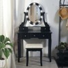 GustoWave Vanity Desk, Vanity Mirror with Lights and Table Set with 5 Drawers, Wood Makeup Dressing Table with Oval Mirror & Stool for Bedroom - 2 of 4