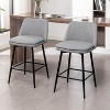 Gray Linen Bar Height Swivel Bar Stool, Set of 2, 360° Swivel Upholstered Bar Stool - 4 of 4