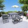 Mshliw 9-Piece Patio Dining Set with Space-Saving Rattan Chairs and Glass Table Top, Grey Wicker & Dark Grey Cushions for Outdoor and Indoor Use - 3 of 4
