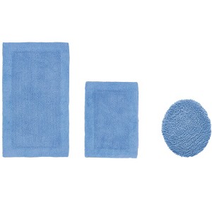 Edge Bath Rug 100% Premium Cotton Ultra-Soft Water Absorbent Tufted Solid Reversible 3 Piece Bathroom Rug Set for Machine Washable Bathmat - 1 of 4