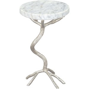 Kanaan Side Table Marble White - ZM Home: Cast Aluminum, 22" Height, Round Drink Table, Small Profile - 1 of 4