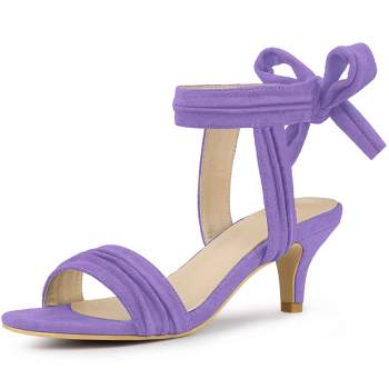 Perphy Women's Open Toe Ankle Tie Ruched Strap Bridal Kitten Heels Sandals
