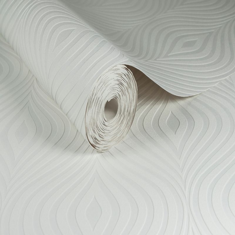 Curvy White Paintable Wallpaper, 3 of 6