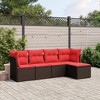 vidaXL 5 Piece Patio Sofa Set with Cushions Brown Poly Rattan - without storage 5 Piece - 2 of 4