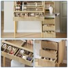 Makeup Vanity Desk with Mirror, Fluted Large Dressing Table with 4 Drawer & Open Storage Shelves, Makeup Vanity Table with Glass Tabletop for Bedroom - 4 of 4