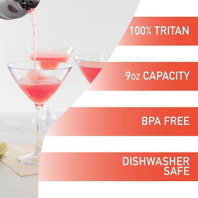 Set of 4 Clear Tritan Unbreakable Martini Glasses