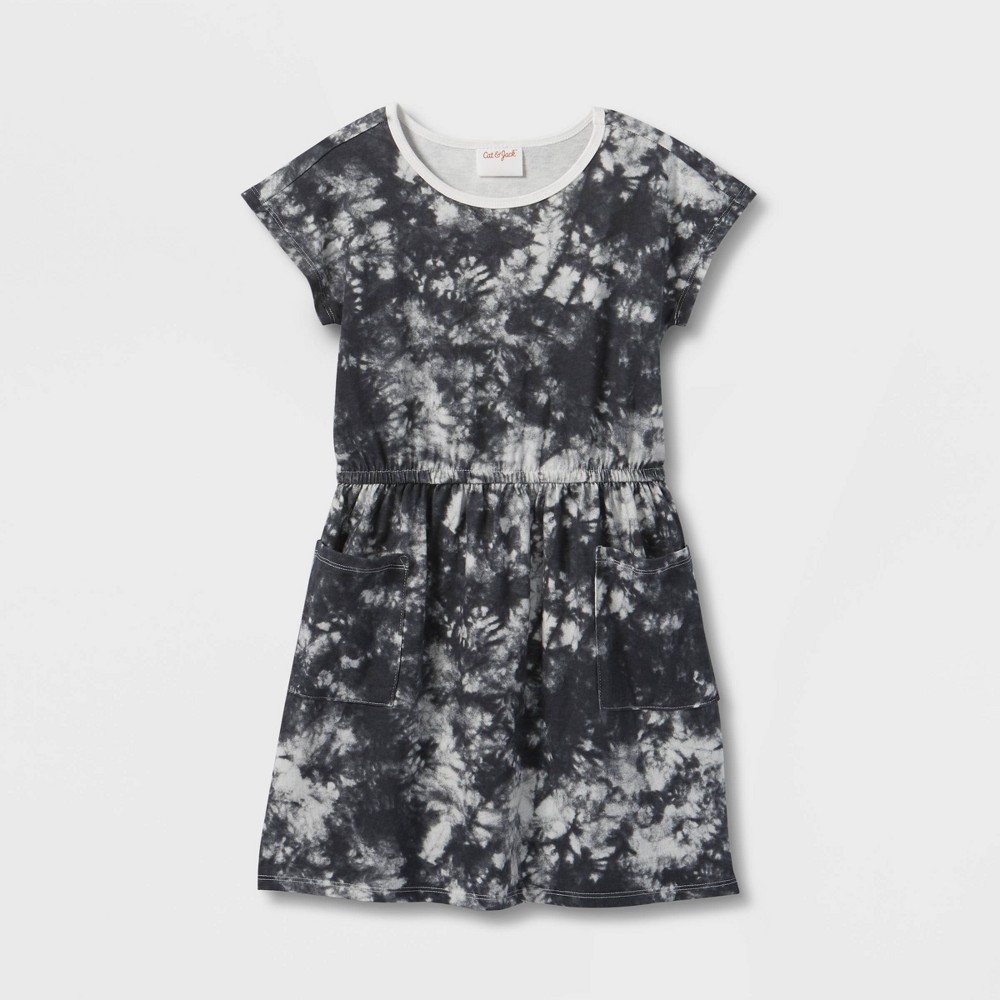 Kids' Short Sleeve Knit Dress - Cat & Jack Dark Gray XL