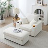 Oversized Corduroy Accent Chair with Removable Ottoman, Large Single Sofa Chair with Extra Wide Armrests, Neck Pillow, Two Soft Pillows - 2 of 4