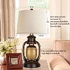 KTMBDW Set of 2 Farmhouse Lamps, Rustic Vintage Bedroom Nightstand Table Lamp with 2 USB and Outlet, Built-In Night Light, Black - 3 of 4