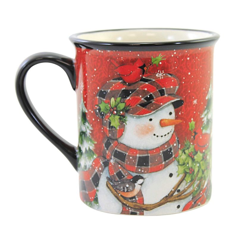 Tabletop Christmas Lodge Snowman Mug. Pine Trees Birds Beverage Certified International  -  Drinkware, 2 of 4