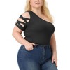 Agnes Orinda Women's Plus Size Summer One Shoulder Hollow Out Bodycon Romper Bodysuit - 2 of 4