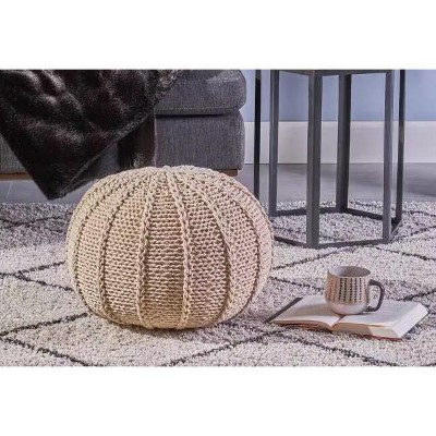Vynxaria Handcrafted Cotton Knitted Pouf ¨C Stylish & Versatile Home Accent