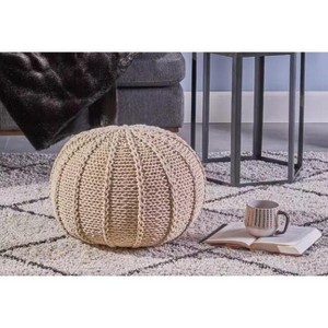 Vynxaria Handcrafted Cotton Knitted Pouf ¨C Stylish & Versatile Home Accent - 1 of 4