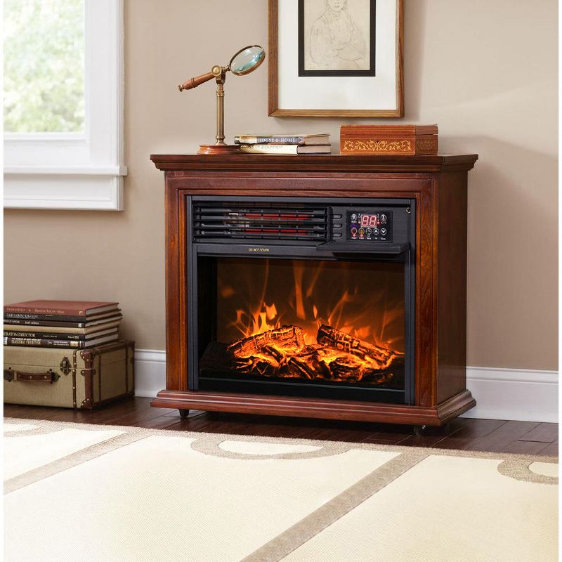 XtremepowerUS 1500W Electric Fireplace Infrared Quartz Wheels Space Heater Firebox, 2 of 7