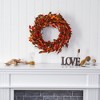 Nearly Natural 20-in Harvest Leaf and Mini Pumpkin Artificial Wreath - 3 of 4