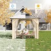 10x10 FT Outdoor Hardtop Gazebo with Curtains & Netting, Wood Grain Heavy Duty Pavilion, Galvanized Steel Double Roof with Vertical Stripe Design - 4 of 4