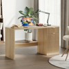 60" Executive Desk with Storage, Modern Home Office Desk with Drawer & Cabinet, Wood Fluted Computer Desks Table for Study, Living Room - 4 of 4