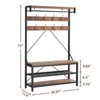 Coat Rack Shoe Bench Industrial Hall Tree Storage Bench for Entryway Wood Look Accent Large Shoe Rack with Storage Shelf Hanging Bar, 8 Hooks - 3 of 4