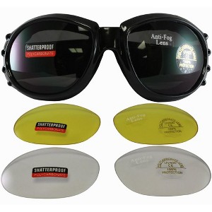 MotoFrames Vulcan Safety Motorcycle Goggles with Clear, Smoke, Yellow Lenses - 1 of 4