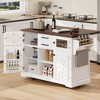 Sapphtopaz Kitchen Island with Power Outlet & Drop Leaf,Kitchen Storage Cart with Wheels and 4 Door Shelves,Rolling Cart for Kitchen,Dining Room - 4 of 4