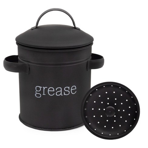 Auldhome Design-26oz Enamelware Grease Container With Strainer