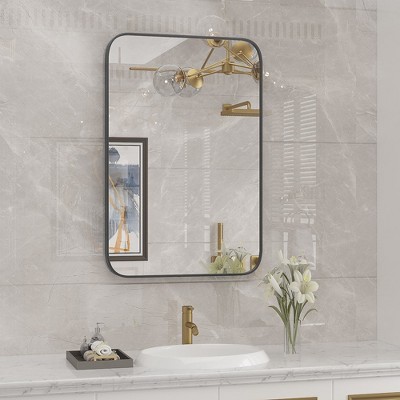 Whizmax 24x36''Square Mirror, Stylish Wall-Mounted Rectangular Bathroom Vanity Mirror with Black Metal Frame