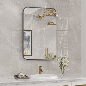 Whizmax 24x36''Square Mirror, Stylish Wall-Mounted Rectangular Bathroom Vanity Mirror with Black Metal Frame - 1 of 4