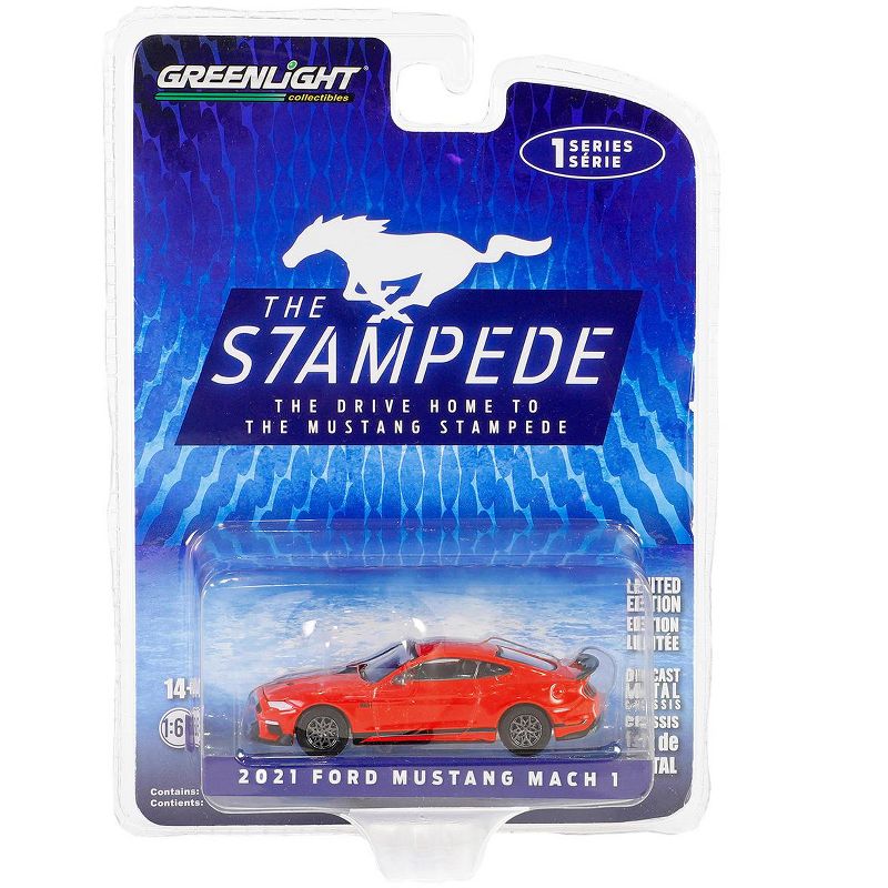 2021 Ford Mustang Mach 1 Race Red w/Black Stripes "The Drive Home to the Mustang Stampede" 1/64 Diecast Model Car by Greenlight, 3 of 4