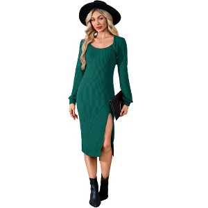 Clearlove 2 Piece Sets for Women Elegant Knit Dress and Cropped Shrug Outfits Set - 1 of 4