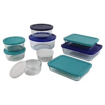 Pyrex 4 Cup Glass Round Storage Container Blue : Target