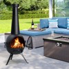 SINGLYFIRE 55" H Wood Burning Chiminea Fire Pit with Mesh Sides, Poker & Cover - 2 of 4