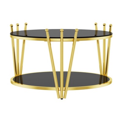 Dolonm Stainless Steel Round Glass End Table，Side Table
