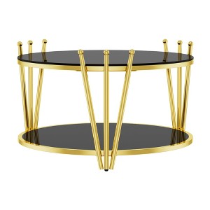 Dolonm Stainless Steel Round Glass End Table，Side Table - 1 of 4